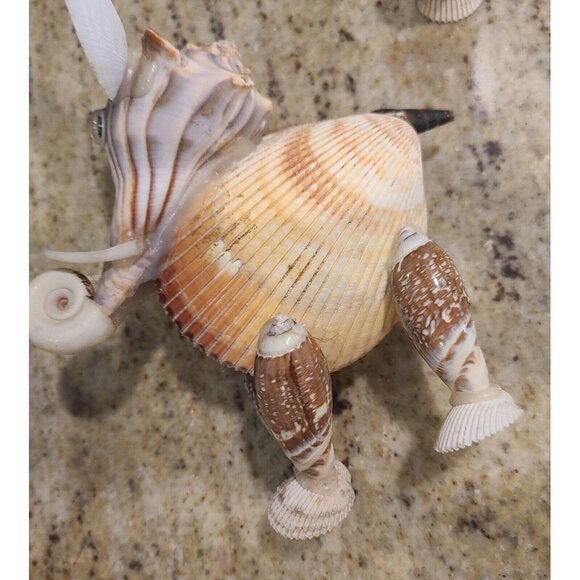 Sea Shell Elephant Sculpture Figurine Beach Home Decor Handmade 6.5” *repair* - Picture 5 of 13